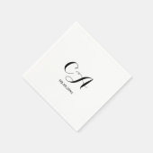 Weißes Schwarzes Monogramm Geburtstag Serviette (Ecke)