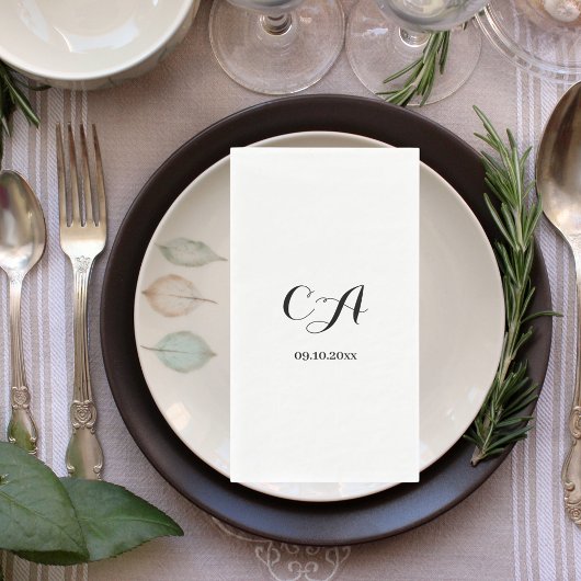 Weißes Schwarzes Monogramm Geburtstag Serviette