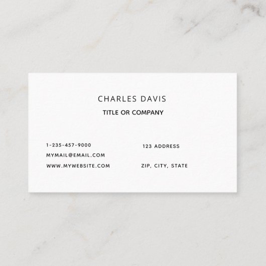 Weißes schwarzes Monogramm-Logo Visitenkarte (Rückseite)