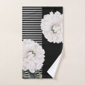 Weißes schwarzes Pfingstrosen-Klavier Badhandtuch Set (Handtuch)