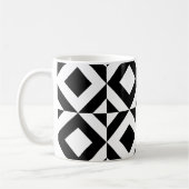 Weißes Schwarzes Quadrat Rechteck Art Deco Muster Kaffeetasse (Links)