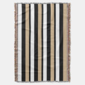 Weißes Schwarzes und Gold Striped Wurfs-Decke Decke (Vorderseite Vertikal)