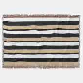 Weißes Schwarzes und Gold Striped Wurfs-Decke Decke (Vorderseite)