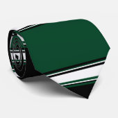 Weißes Schwarzes und Immergrün Krawatte (Gerollt)