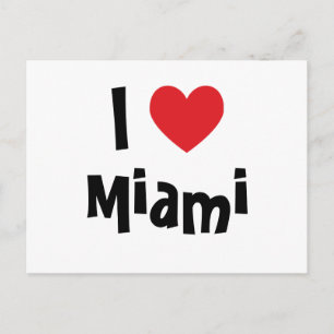 Weißes schwarzes und rotes Herz Ich liebe Miami Postkarte