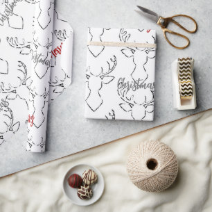 Weißes Schwarzes Weihnachtsschmuckpapier Geschenkpapier