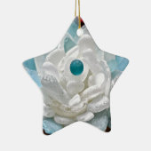 Weißes Seeglas-Blume Keramik Ornament (Rechts)
