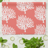 Weißes Seeküstenkoralle u. Korallen-Rosa Geschirrtuch (Gefaltet)