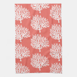 Weißes Seeküstenkoralle u. Korallen-Rosa Geschirrtuch