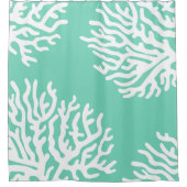 Weißes Seeküstenkoralle u. Seeglas-Grün Duschvorhang (Vorderseite)