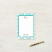 Weißes Seeküstenkorallen u. Seeglas-Grün Post-it Klebezettel (Auf Schreibtisch)