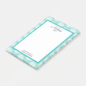 Weißes Seeküstenkorallen u. Seeglas-Grün Post-it Klebezettel (angewinkelt)