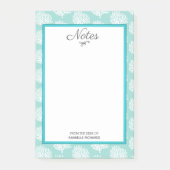 Weißes Seeküstenkorallen u. Seeglas-Grün Post-it Klebezettel (Vorderseite)