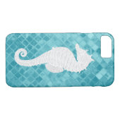 Weißes Seepferd auf Aqua-Seeglas Case-Mate iPhone Hülle (Rückseite (Horizontal))