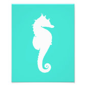 Weißes Seepferd auf Türkis Fotodruck (Vorne)