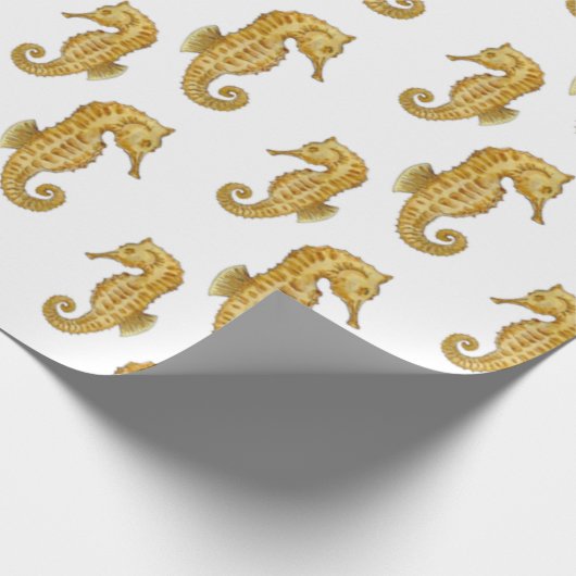 Weißes Seepferd Geschenkpapier (Ecke)