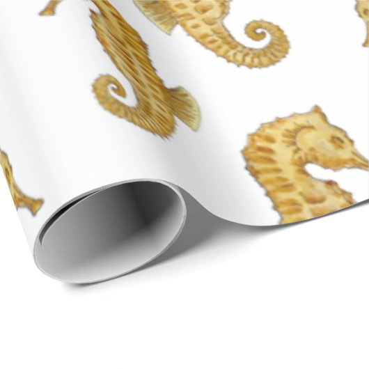Weißes Seepferd Geschenkpapier (Rolleneckpunkt)