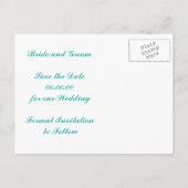 Weißes Seepferd, helles Meer, grüne Hochzeit Ankündigungspostkarte (Rückseite)