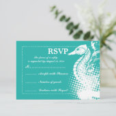 Weißes Seepferd hellgrün Sommerhochzeit RSVP (Stehend Vorderseite)