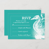 Weißes Seepferd hellgrün Sommerhochzeit RSVP (Vorne/Hinten)