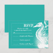 Weißes Seepferd hellgrün Sommerhochzeit RSVP Karte (Vorne/Hinten)