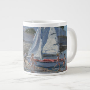 Weißes Segelboot Palais sur Mer Frankreich Jumbo-Tasse