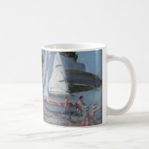 Weißes Segelboot Palais sur Mer Frankreich Kaffeetasse