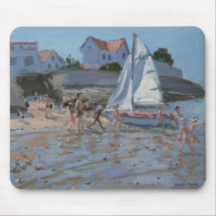 Weißes Segelboot Palais sur Mer Frankreich Mousepad