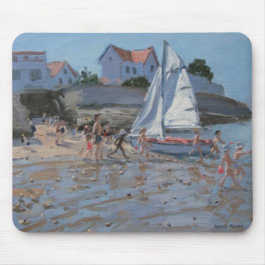 Weißes Segelboot Palais sur Mer Frankreich Mousepad (Vorne)