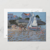 Weißes Segelboot Palais sur Mer Frankreich Postkarte (Vorne/Hinten)