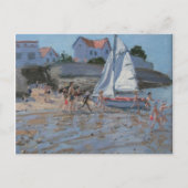 Weißes Segelboot Palais sur Mer Frankreich Postkarte (Vorderseite)