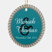 Weißes Seil und Ankermonogramm Keramik Ornament (Links)