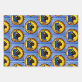 Weißes Set aus schwarzem ägyptischem Wrapping Geschenkpapier Set (Vorderseite)