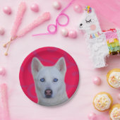 Weißes sibirisches Husky-Papier Pappteller (Party)