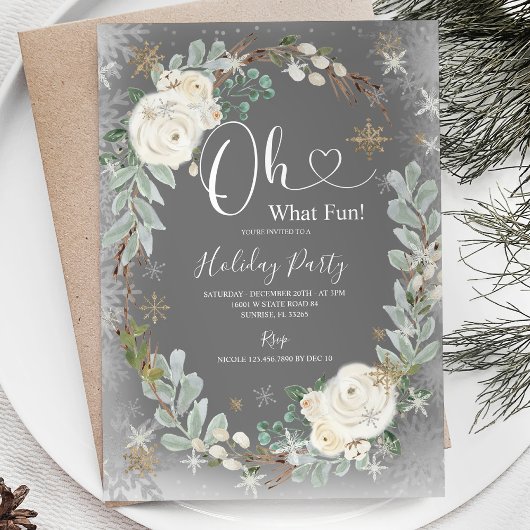 Weißes Silber Eleganter Weihnachtsurlaub Winter Einladung