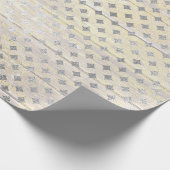 Weißes Silber Grau Gold Diamant Schnittholz Rustik Geschenkpapier (Ecke)