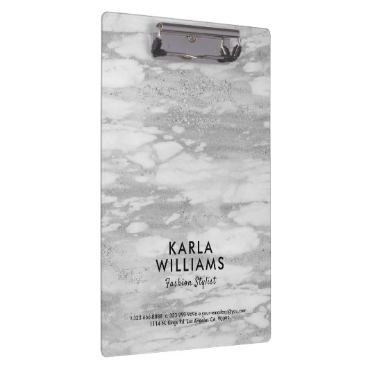 Weißes Silber-Imitat-Marmor Klemmbrett (Rechts)
