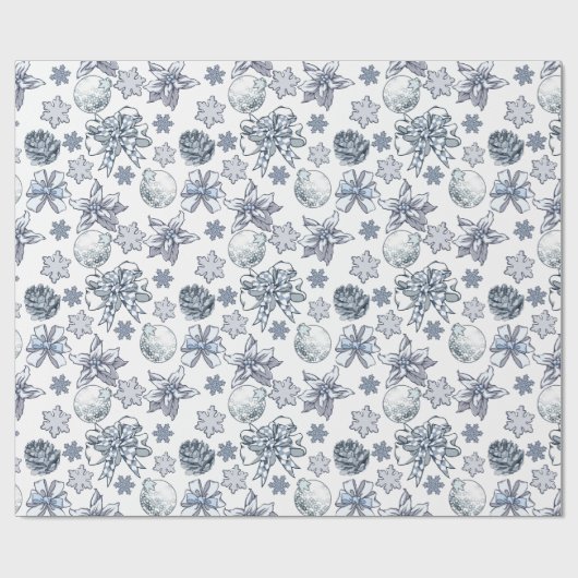 Weißes Silber-Weihnachtsmuster Geschenkpapier (Flach)