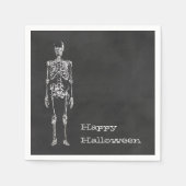 Weißes Skelett Schwarzer Geist Halloween-Party Serviette (Vorderseite)
