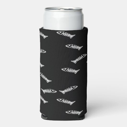 Weißes Skelettknochen schwarz Selters Dosenkühler (Seltzer Vorderseite)