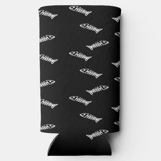 Weißes Skelettknochen schwarz Selters Dosenkühler (Rückseite)