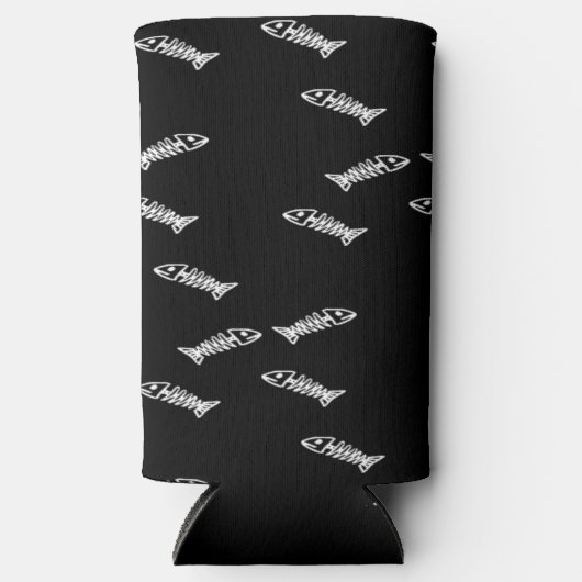 Weißes Skelettknochen schwarz Selters Dosenkühler (Vorderseite)