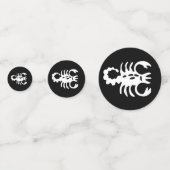Weißes Skorpio Skorpion Astrologie Schild auf Schw Konfetti (Rückseiten)