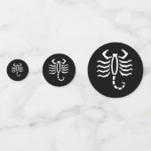 Weißes Skorpio Skorpion Astrologie Zodiac auf schw Konfetti (Rückseiten)