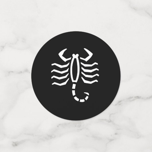 Weißes Skorpio Skorpion Astrologie Zodiac auf schw Konfetti (Klein Vorderseite)