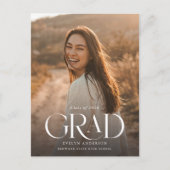 Weißes Skript Einfache Graduierung Foto Abschlussf Postkarte (Vorderseite)