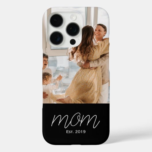 Weißes Skript Established Mom Schwarzes Anpassbar Case-Mate iPhone Hülle (Rückseite)