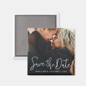 Weißes Skript-Foto Speichern des Datumsfensters Magnet (Vorderseite/Rückseite)