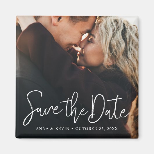 Weißes Skript-Foto Speichern des Datumsfensters Magnet (Vorne)