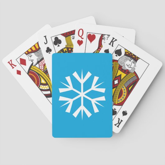Weißes Snowflake-Symbol auf blauem Hintergrund Spielkarten (Rückseite)